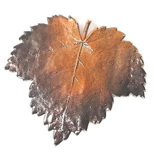 Vintage Glossy Brown Maple Leaf Brooch Pin Fall Winter Statement Jewelry